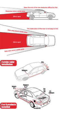 6-Sensor Parking Radar System for Vehicles with LED Distance Display and Adjustable Warning Sound
