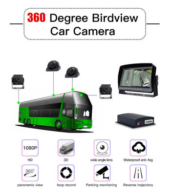 1080P AHD 360도 파노라마 역방향 카메라 버드 뷰 시스템, 방수 자동차 DVR 녹화, 현대 트럭, 버스 및 RV 주차 보조 장치