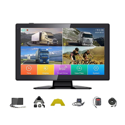 4 Channel AI BSD Blind Spot Detection System 10.1 Inch IPS Monitor 1080P AHD Split Screen DVR Camera Kit for Truck Bus Trailer