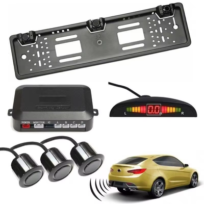 LED LCD 디스플레이 비비 알람, EU 라이선스 프레임 자동차 주차 백업 레이더 센서, 방수 자동 역행 보조, OEM 사용 가능